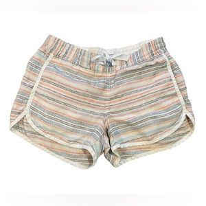 Athleta 100% Linen Striped Jacquard Sandbar Pull-On Shorts Size 2 Multicolor